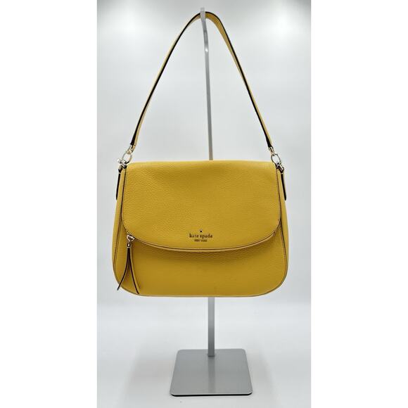 Kate Spade Leila Medium Flap Shoulder Bag Crossbody Sunflower Fields Yellow CUTE - Picture 2 of 16